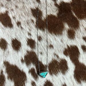 Blue and Silver Necklace with Triangular Pendant